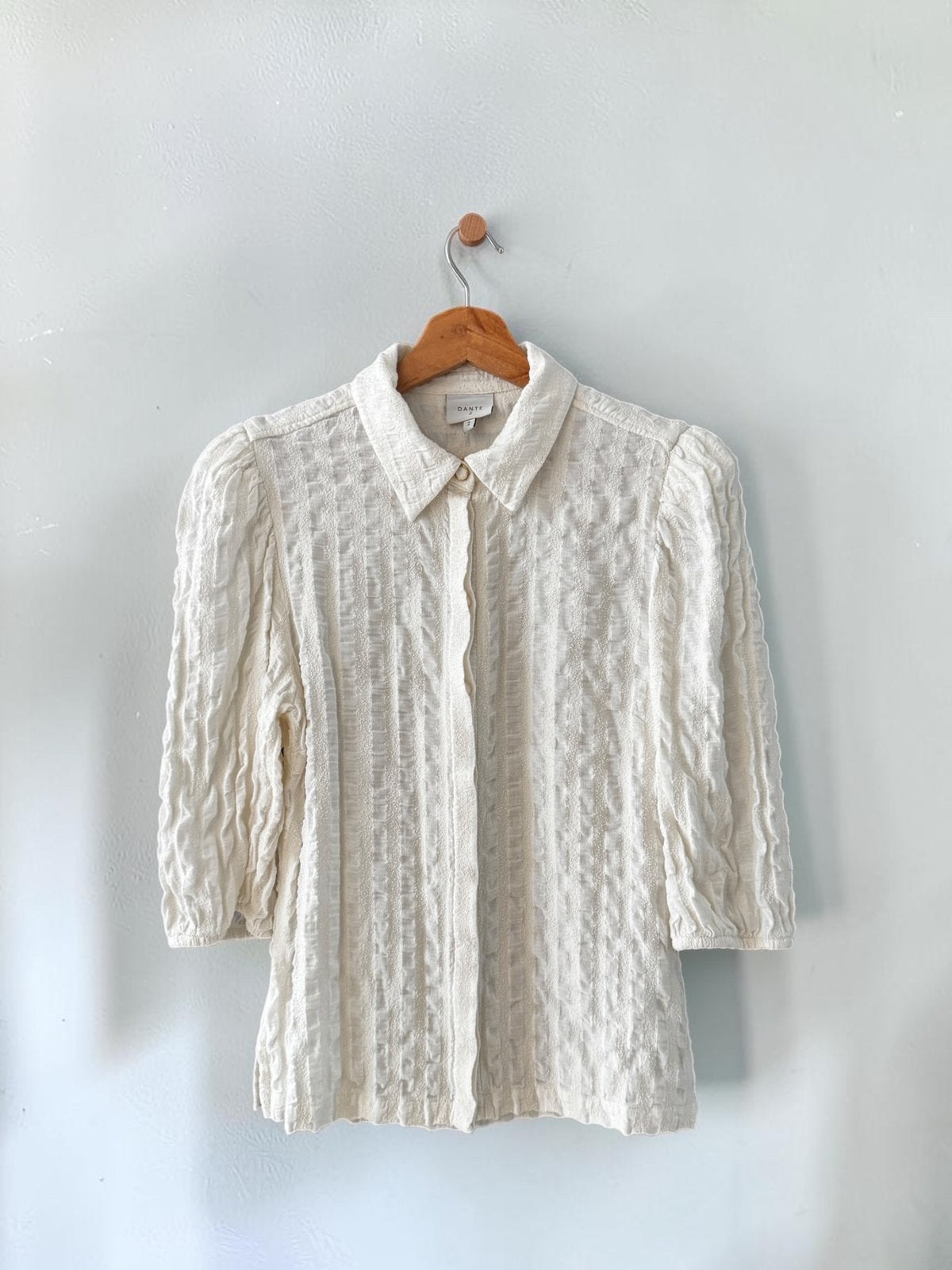 Dante 6 maat 2 small 36 blouse seersucker creme top blouse, Ophalen of Verzenden, Zo goed als nieuw, Maat 36 (S), Beige