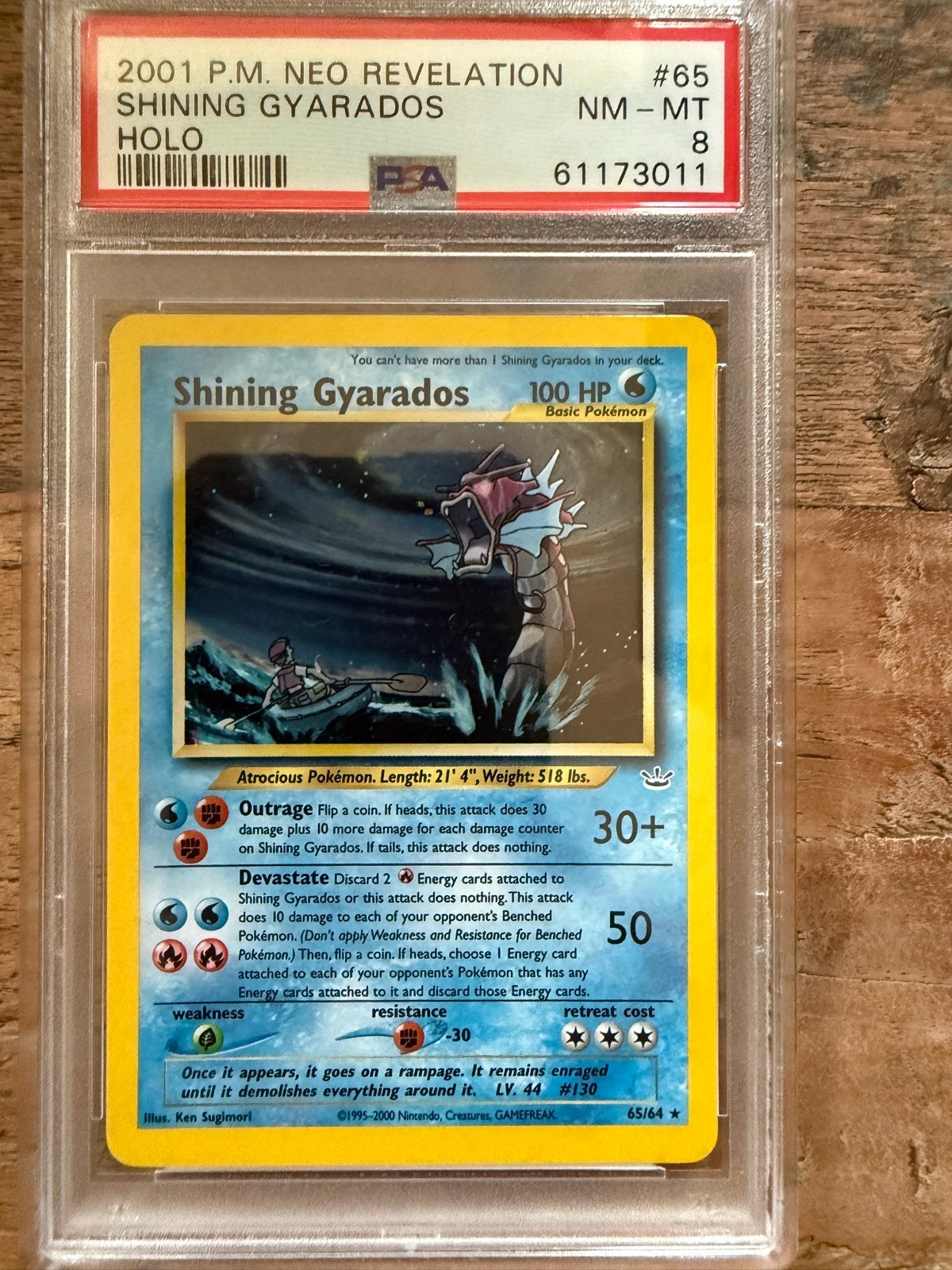 PSA 8 Shining Gyarados Holo Neo Revelation Pokémon Kaart, Ophalen of Verzenden, Zo goed als nieuw, Losse kaart, Foil