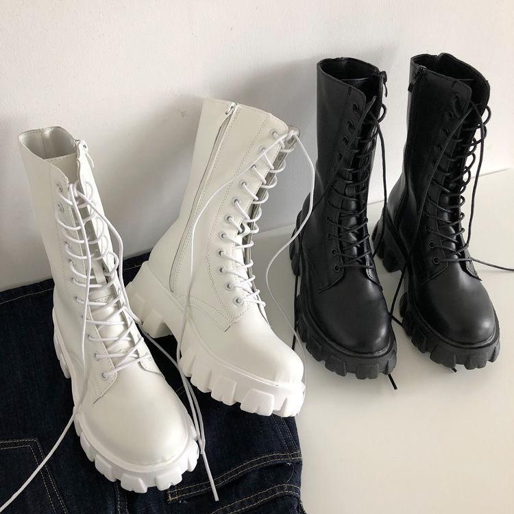 Dames winter laarzen witte zwarte herfst midden hoge laars, Verzenden, Nieuw, Overige kleuren, Lage of Enkellaarzen