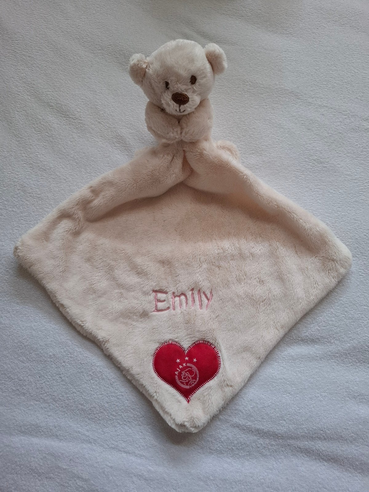 Ajax knuffeldoek met naam, Kinderen en Baby's, Speelgoed | Knuffels en Pluche, Ophalen of Verzenden, Zo goed als nieuw, Beer