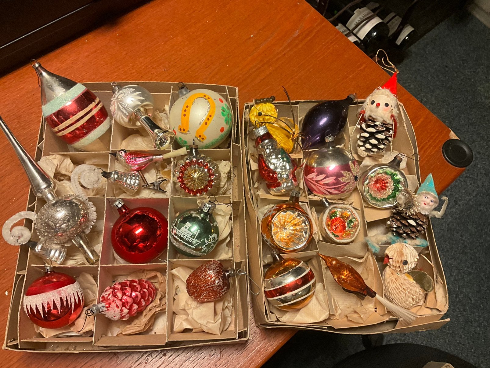 ANTIEKE KERSTBALLEN KLEUR, Diversen, Kerst, Ophalen of Verzenden, Gebruikt