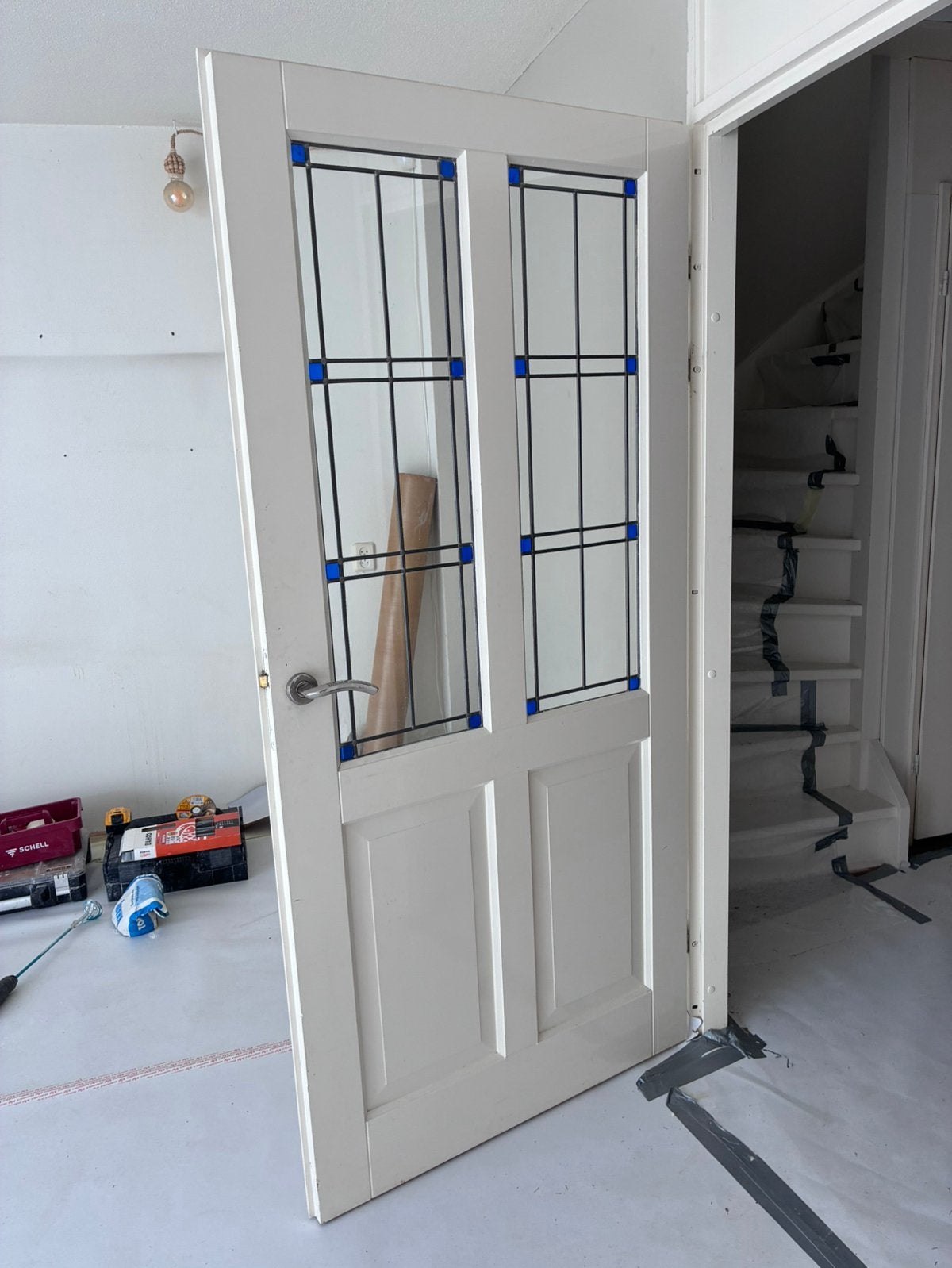 Binnendeur glas in lood, Ophalen, Binnendeur, 200 tot 215 cm, Glas