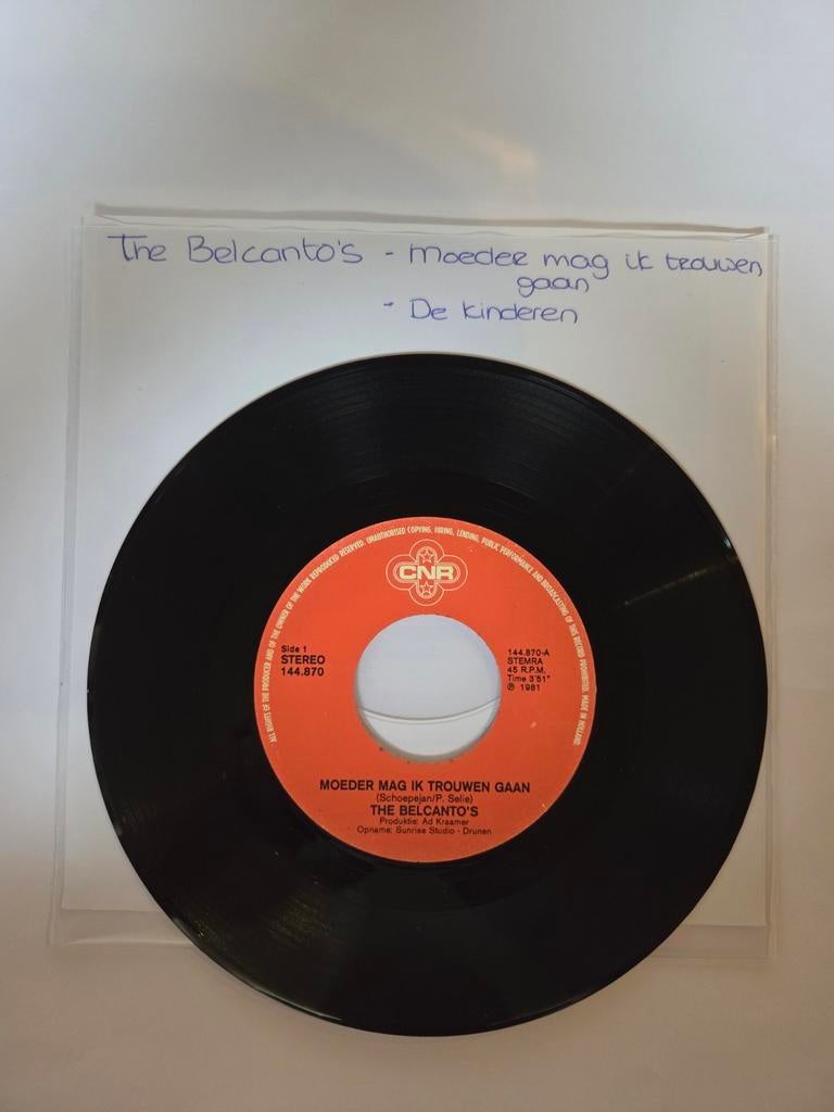 The Belcanto's - Moeder mag ik trouwen gaan, Cd's en Dvd's, Vinyl Singles, Ophalen of Verzenden, Gebruikt, Nederlandstalig