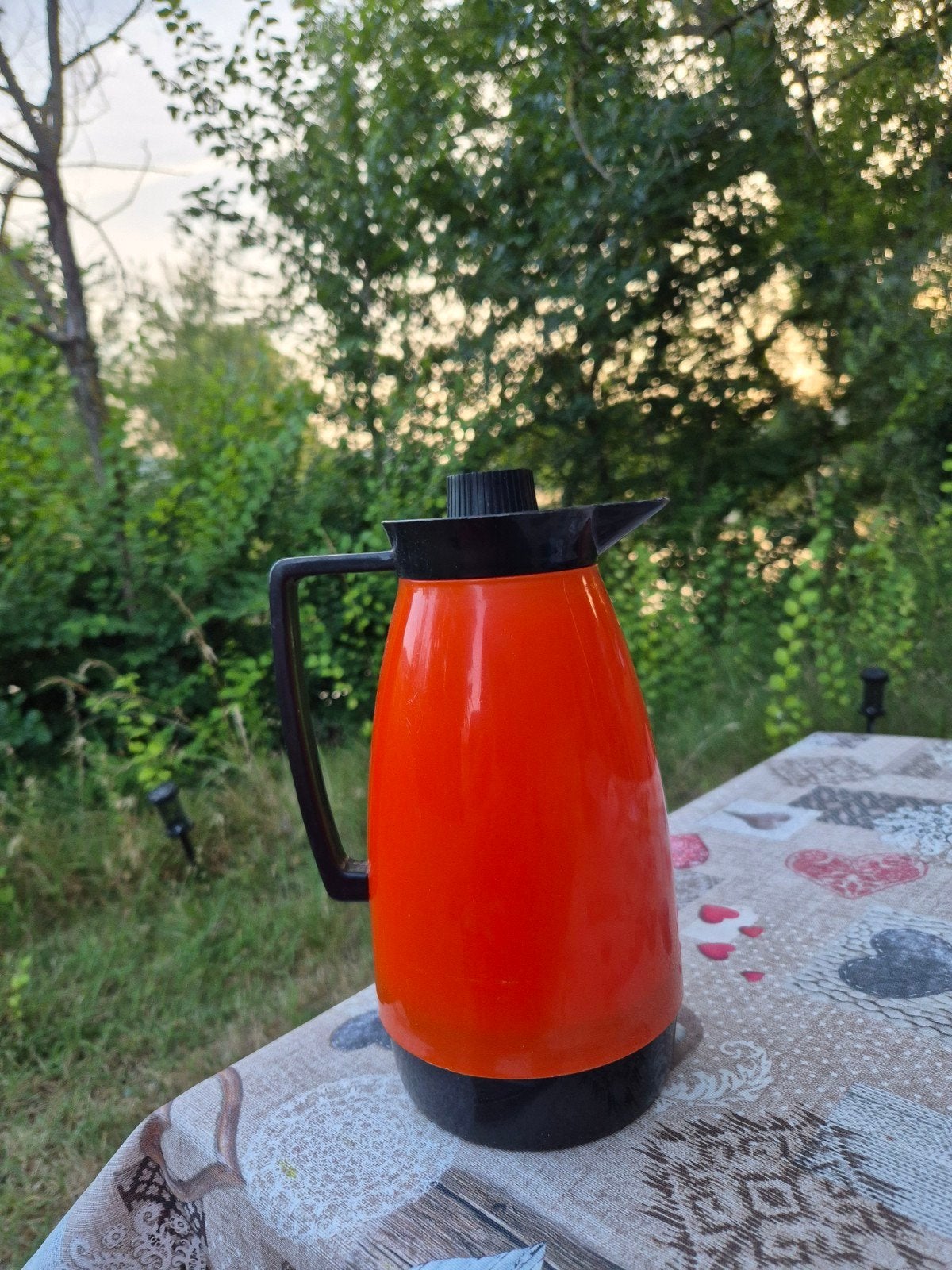Retro 1- liter oranje thermoskan, Ophalen of Verzenden, Huis en Inrichting