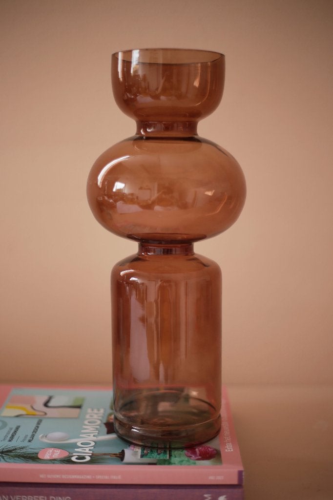 Glazen vaas Kwantum, bruin,  35 cm, decoratieve vaas, Huis en Inrichting, Ophalen, Bruin, 35 cm, Glas