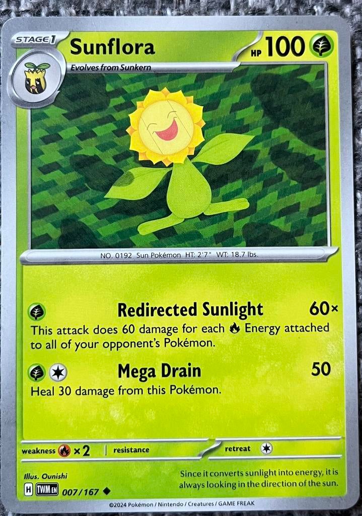Pokémonkaart Sunflora (192) •Twilight Masquerade (007/167), Verzenden, Nieuw, Losse kaart
