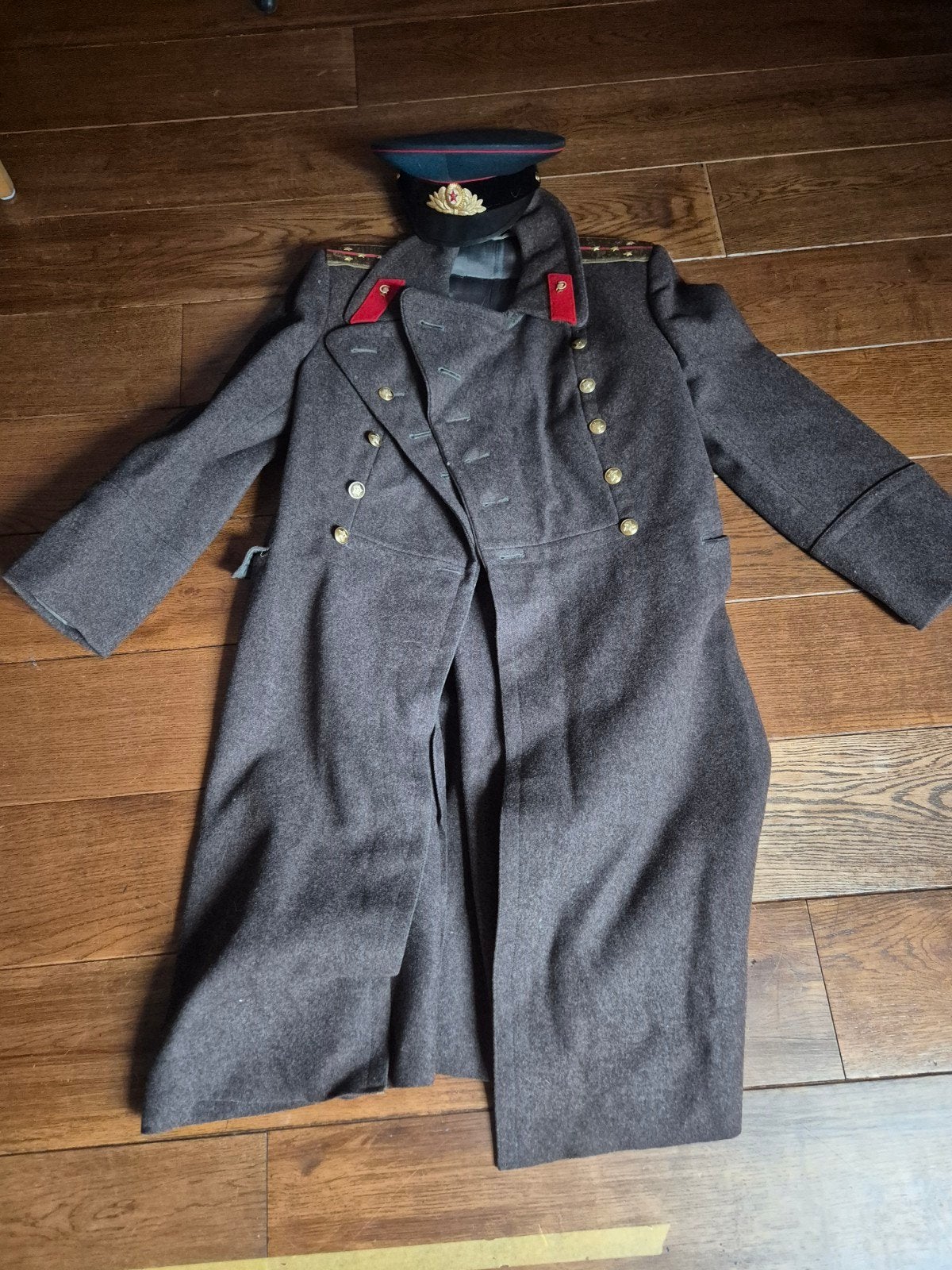 Vintage Russisch Militair Uniform - Jas, Broek en Pet, Ophalen, Landmacht, Nederland, Kleding of Schoenen