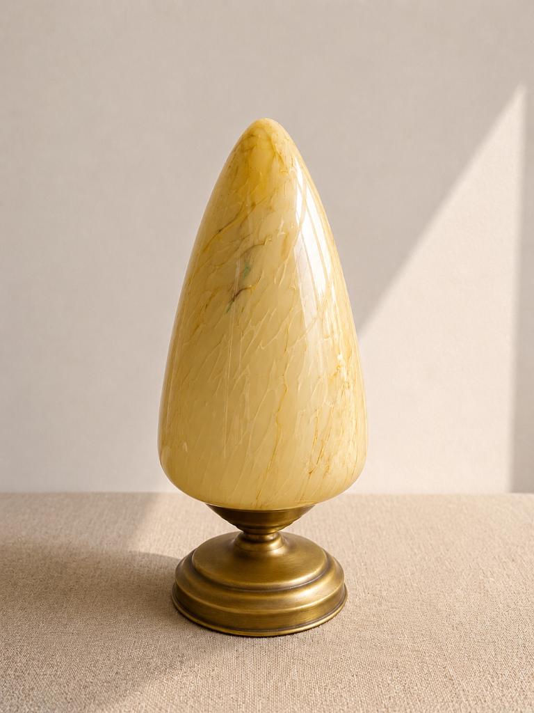 Vintage Art Deco tafellamp – gemarmerd glas – jaren 70, Ophalen of Verzenden, Zo goed als nieuw, Glas, Art deco, mid century, vintage, Hollywood regency