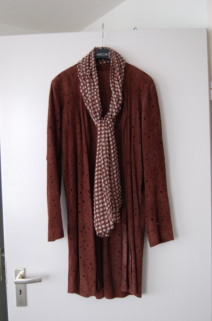 Marc Cain bordeaux kleurig suede vest, 3 delig, Maat 38/40 (M), Marc Cain, Overige kleuren, Verzenden