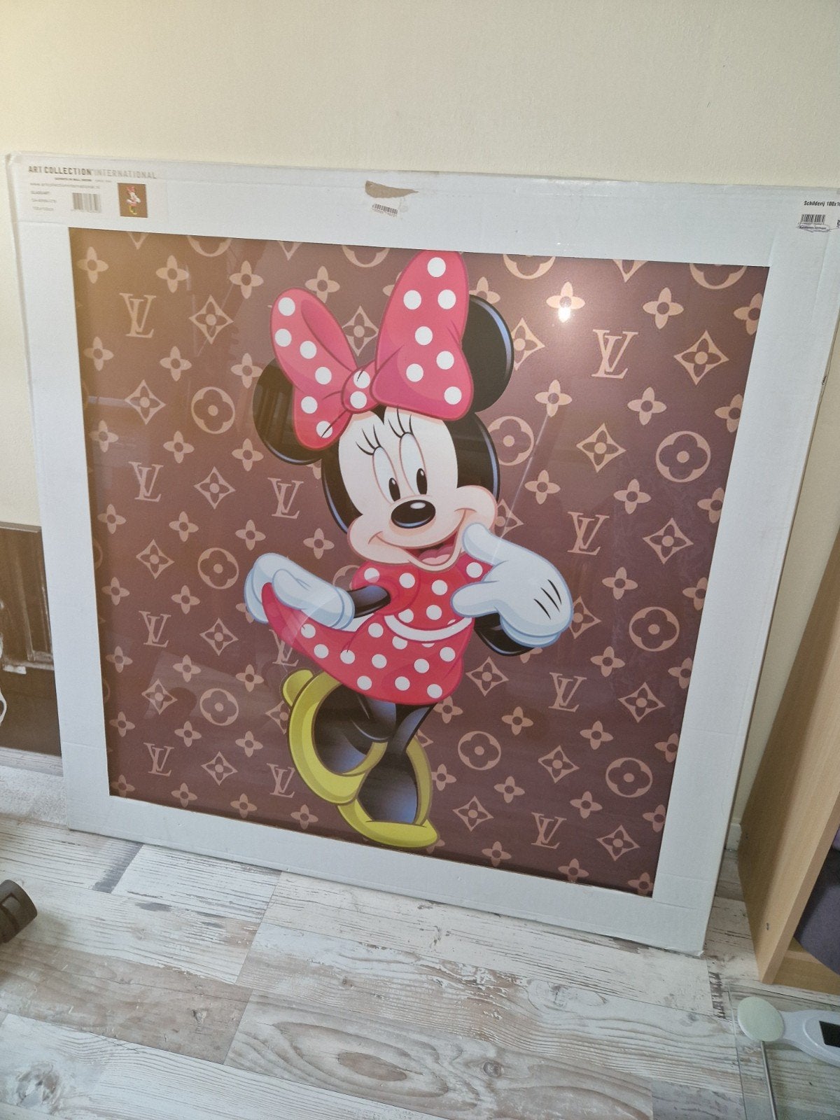 Minnie Mouse Louis Vuitton Kunstwerk 100x100cm, Huis en Inrichting, Woonaccessoires | Overige, Ophalen, Meerkleurig, Nieuw, Modern