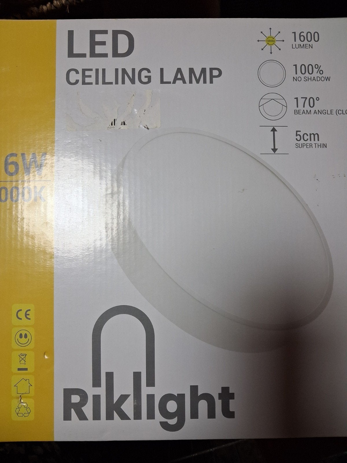 Riklight LED Plafondlamp - 16W, Warmwit, Nieuw, Huis en Inrichting, Kunststof, Modern, LED, Nieuw