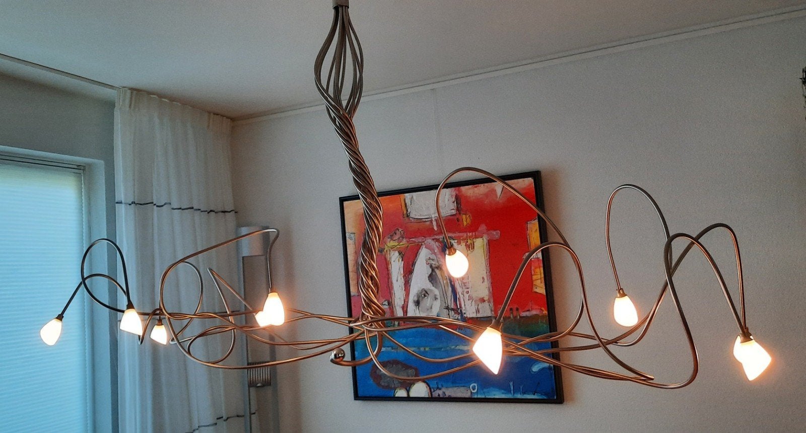 Moderne hanglamp, Huis en Inrichting, Lampen | Hanglampen, Ophalen, Zo goed als nieuw, Glas, Modern, Design, Speels