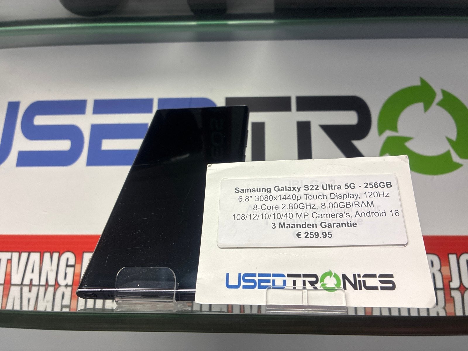 Samsung Galaxy S22 Ultra 5G 256GB Zwart, Gebruikt, Zwart, Touchscreen, Ophalen of Verzenden