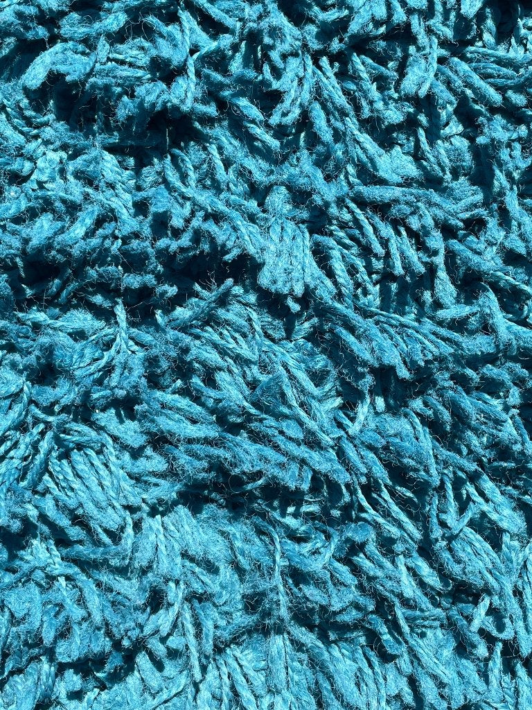 Turquoise (blauw-groene kleur), hoogpolig vloerkleed, Ophalen, Gebruikt, Blauw, 150 tot 200 cm