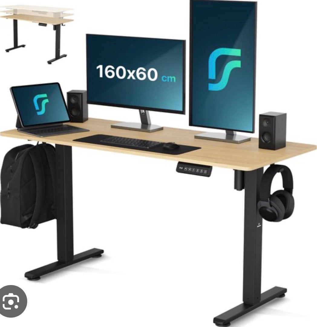 Verstelbaar bureau 160x60 cm - Nieuw in doos. Flowsense, Ophalen, 50 tot 100 cm, 150 tot 200 cm, Rechthoekig