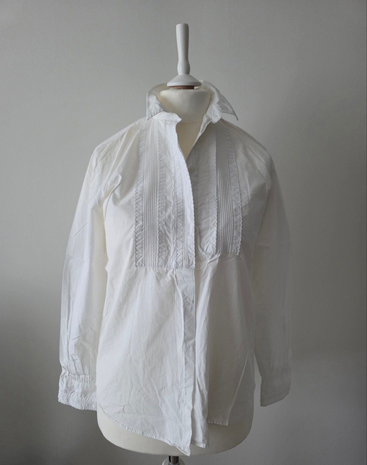 Witte blouse met plooien en kanten details GANT maat 38, Maat 38/40 (M), Wit, Ophalen of Verzenden, Onbekend