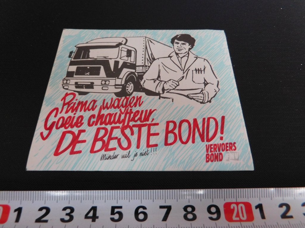 sticker Vervoersbond FNV Prime wagen Goeie Chauffeur, Ophalen, Zo goed als nieuw