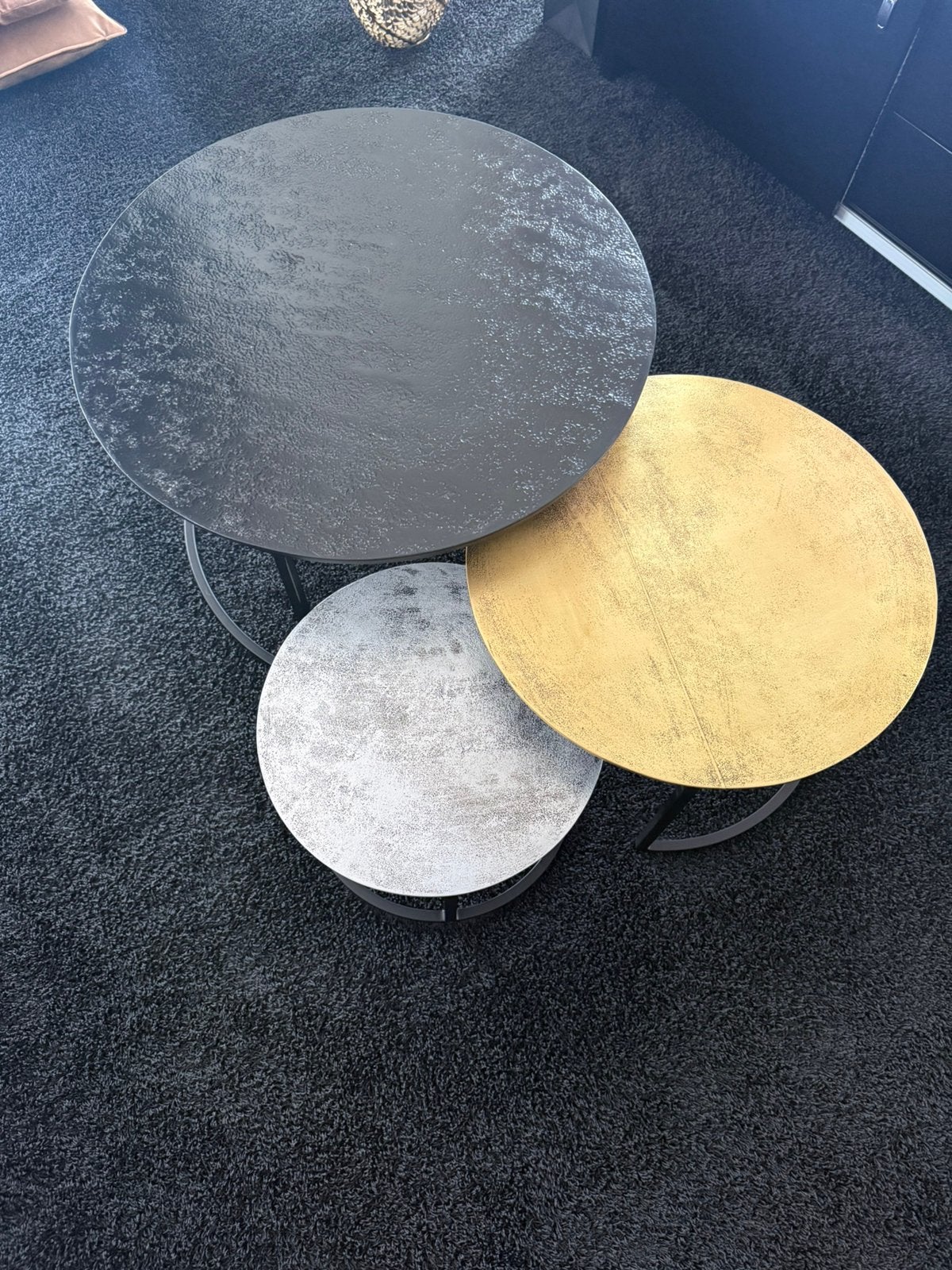 Salontafel set, Huis en Inrichting, Tafels | Salontafels, Ophalen, Zo goed als nieuw, Rond, 50 tot 100 cm