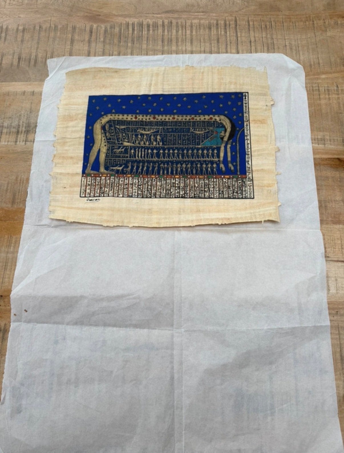 Egyptische tekening/print met Hemelgoen Nut, Ophalen of Verzenden, Overige typen, Gemengde techniek, Gesigneerd