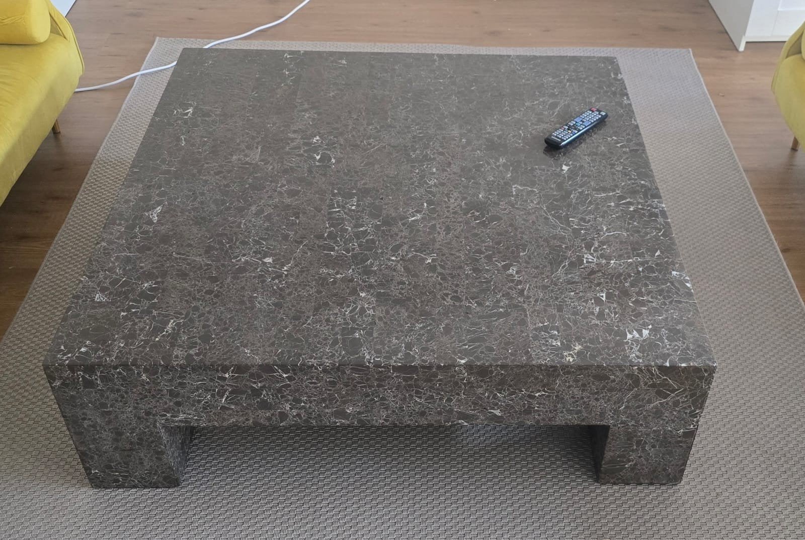Set Natuurstenen Salontafel met Bijzettafel, Ophalen, 50 tot 100 cm, Vierkant, 50 tot 100 cm