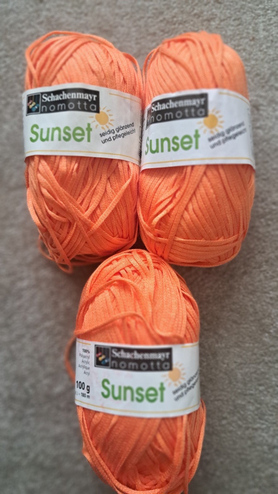 Schachenmayr Sunset - 3 bollen oranje garen, Ophalen of Verzenden, Nieuw, Breien of Haken, Wol of Garen
