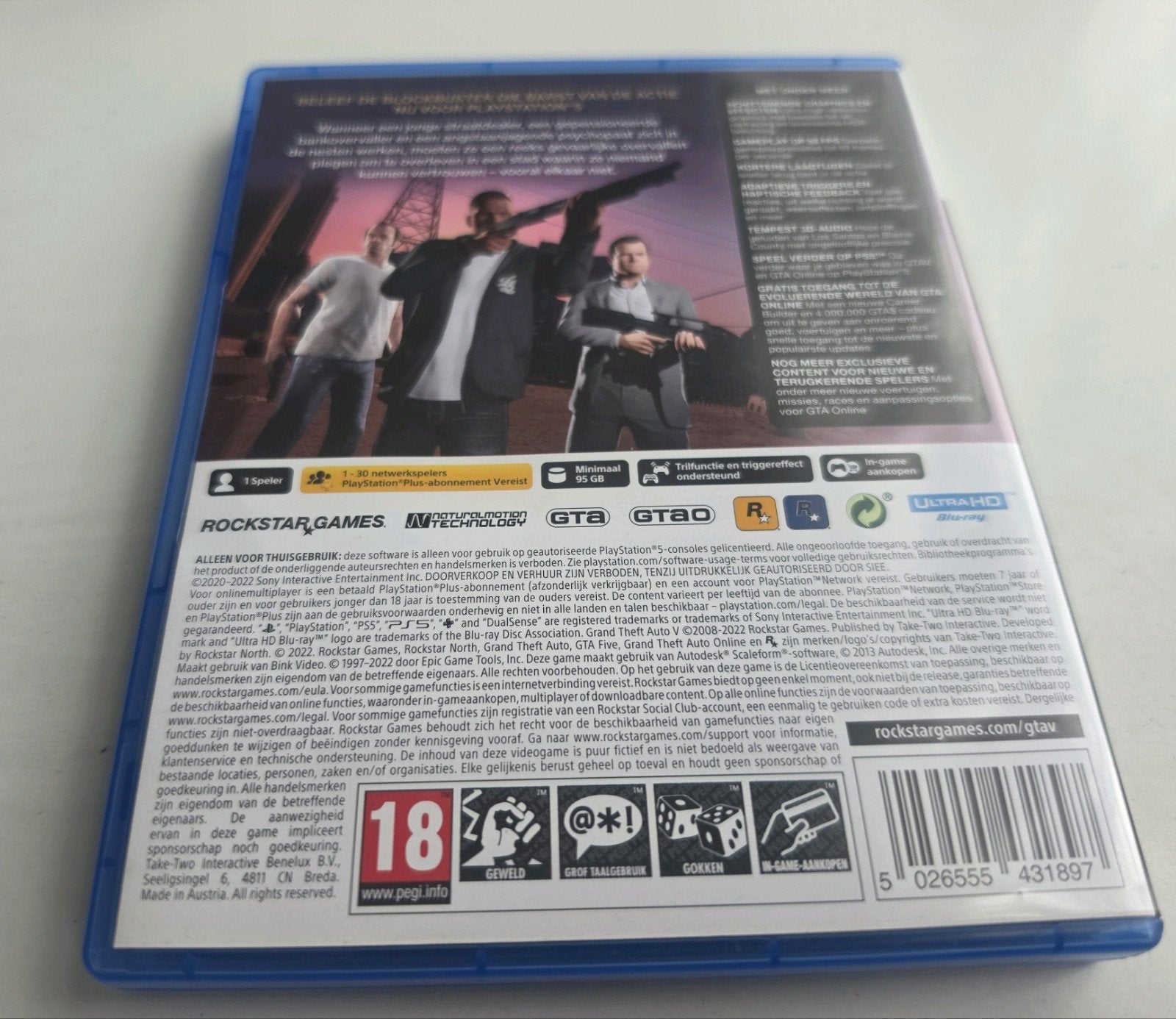 GTA 5 voor Playstation 5 Lees Beschrijving Aub, Avontuur en Actie, Online, Vanaf 18 jaar, Info@rockstargames.com
