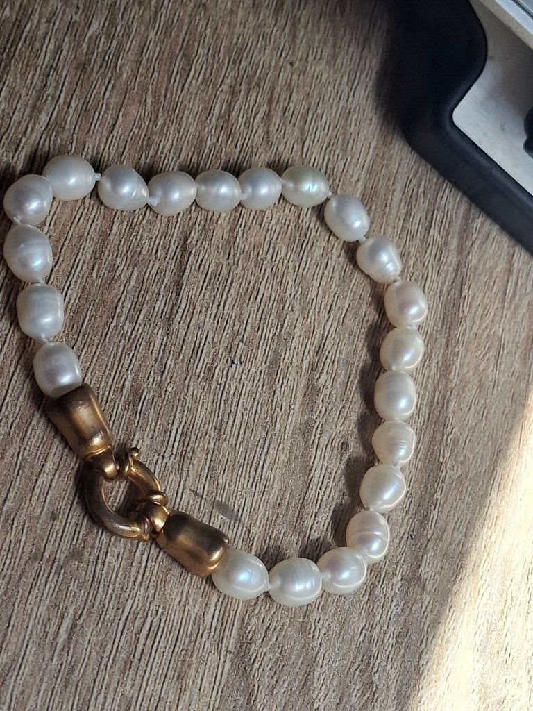 Armband zoetwater parels, Ophalen of Verzenden, Gebruikt, Overige kleuren, Overige materialen