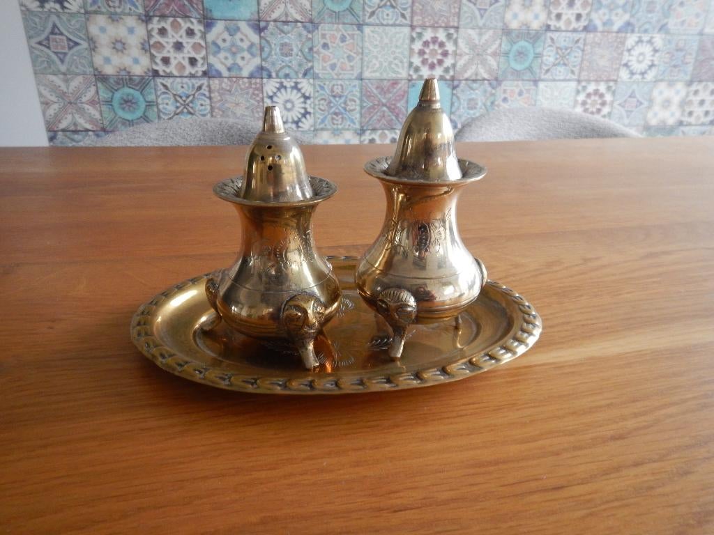 Sierlijk Peper en Zout stel Verzilverd E.P.N.S., Antiek en Kunst, Antiek | Goud en Zilver, Zilver, Ophalen of Verzenden