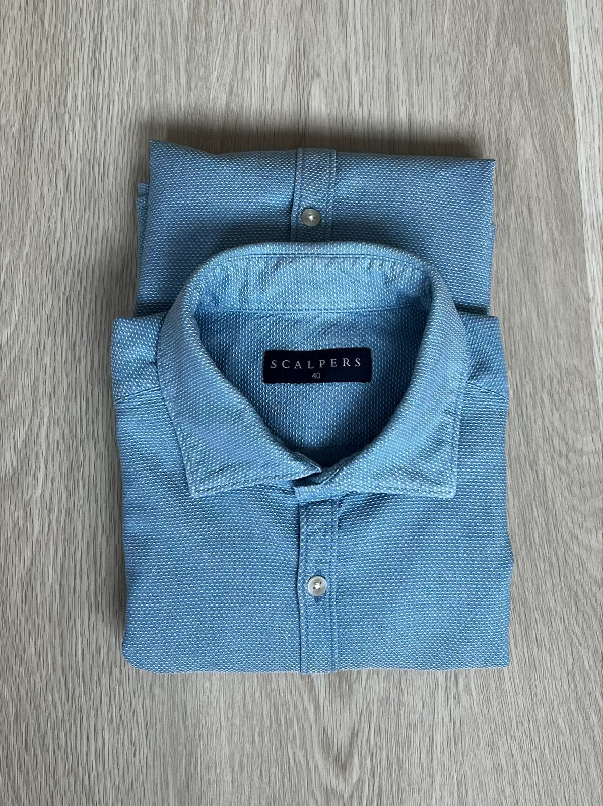 Scalpers Heren overhemd, maat 40, lichtblauw, Ophalen of Verzenden, Gedragen, Blauw, Halswijdte 39/40 (M)