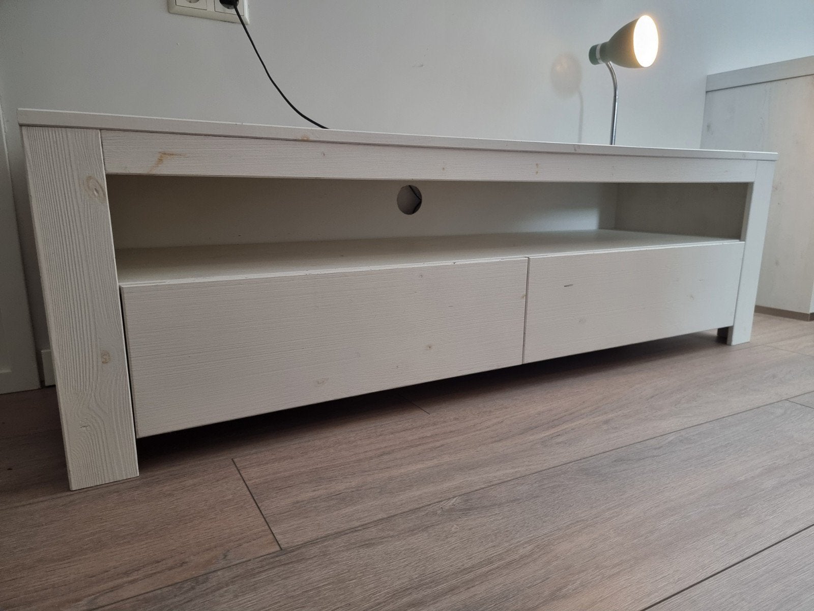 Witte TV-meubel met lades, zo goed als nieuw, Huis en Inrichting, Kasten | Televisiemeubels, 100 tot 150 cm, Ophalen of Verzenden