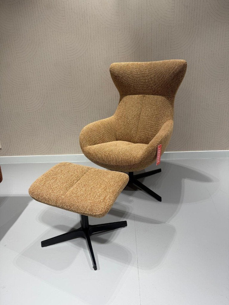 Montèl Lucille draaifauteuil met hocker (NIEUW), Huis en Inrichting, Fauteuils, Ophalen, Nieuw, 75 tot 100 cm, Stof