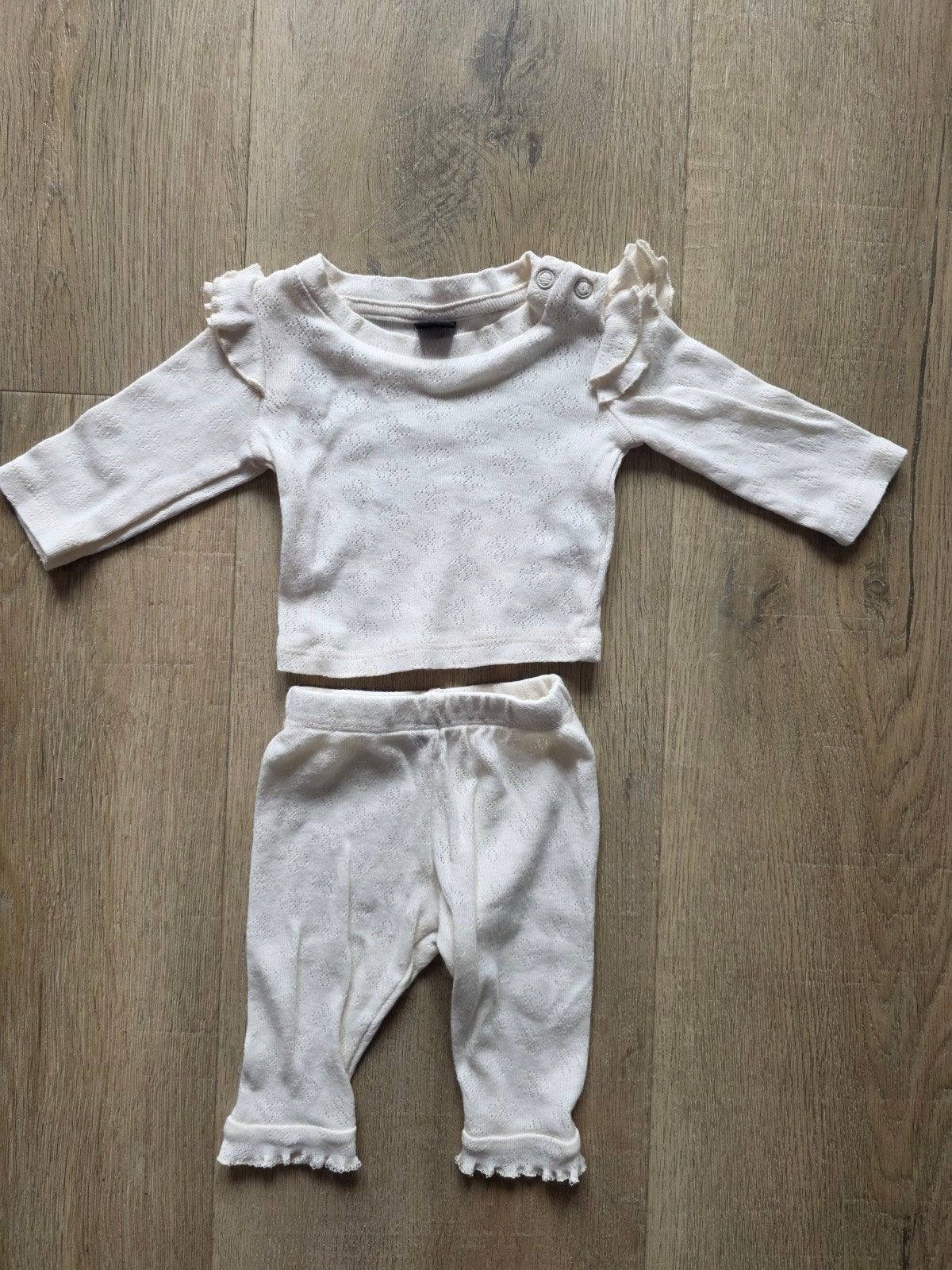 MINI SETJE WIT | MAAT 50 | BROEKJE + TRUI | 1x GEDRAGEN, Kinderen en Baby's, Babykleding | Maat 50, Ophalen, Nieuw, Meisje, Setje