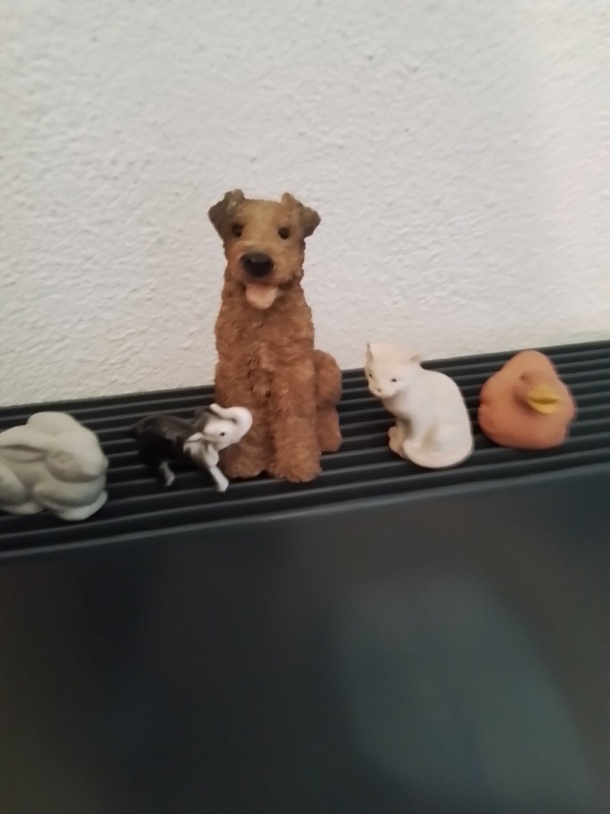 5 Diverse Dieren Beeldjes - Hond, Kat, Konijn, Eend, Olifant, Ophalen of Verzenden, Gebruikt, Hond of Kat, Beeldje of Figuurtje