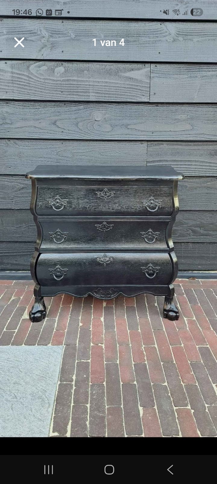 Zwart antiek ladenkastje - Barok stijl, Huis en Inrichting, Kasten | Ladekasten, Ophalen, Gebruikt, Barok, 50 tot 100 cm