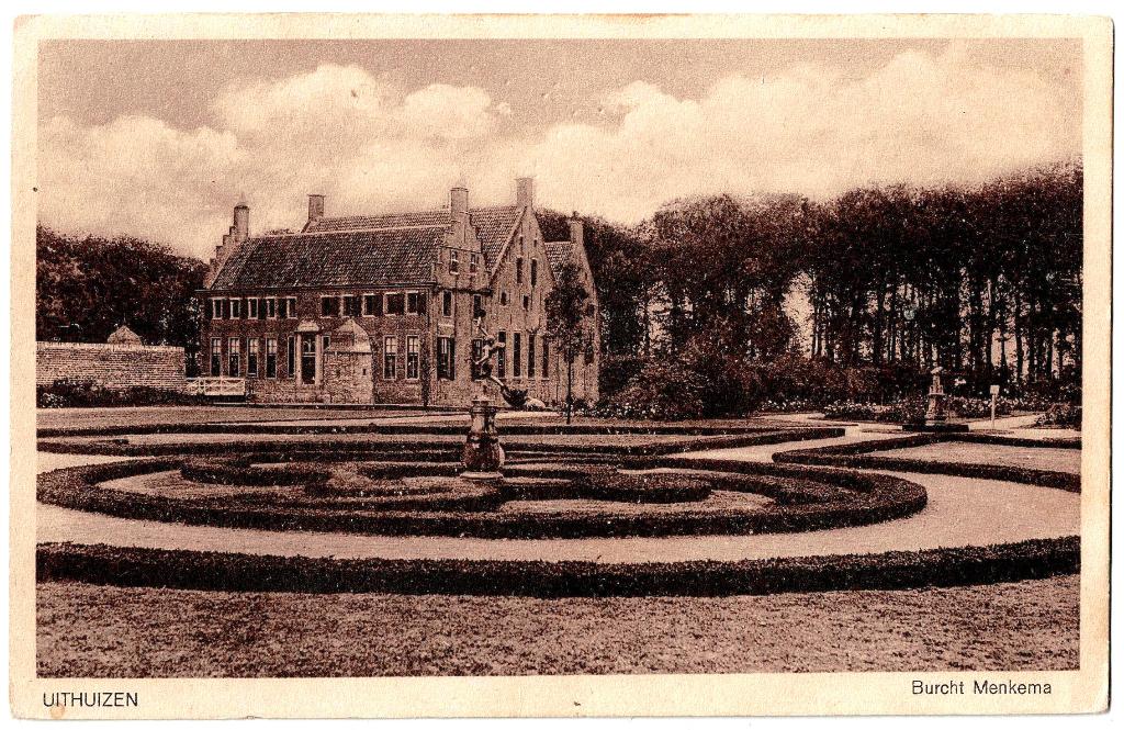 Uithuizen (gr), burcht menkema, gelopen, richtprijs 3,50, Verzenden, 1940 tot 1960, Gelopen, Groningen