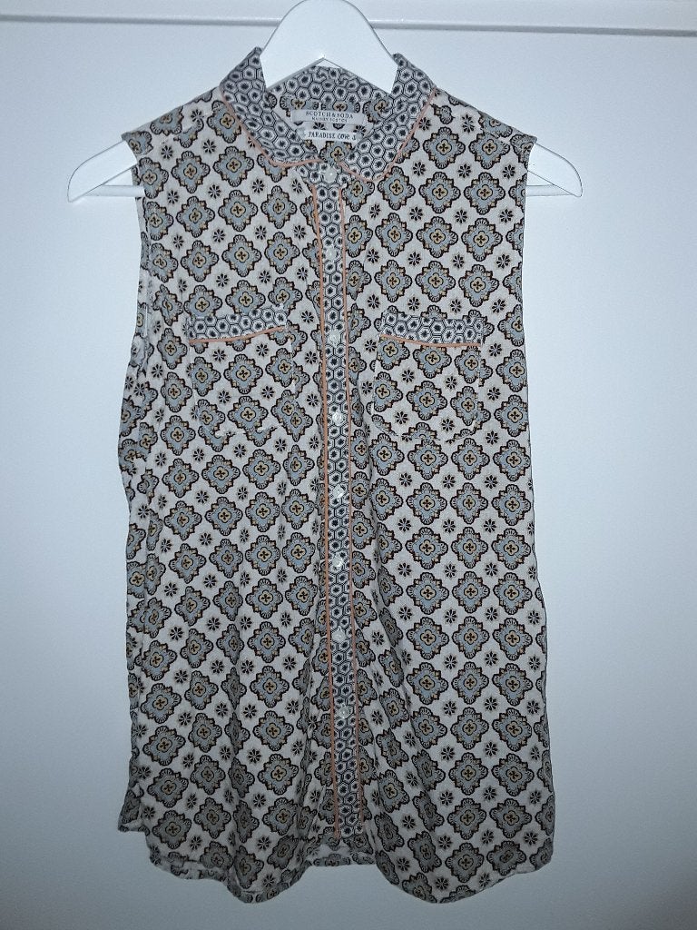 Scotch & Soda Beige Blouse/Top Met Knoopjes Maat 1 = Maat S, Maat 38/40 (M), Beige, Scotch & Soda, Ophalen of Verzenden