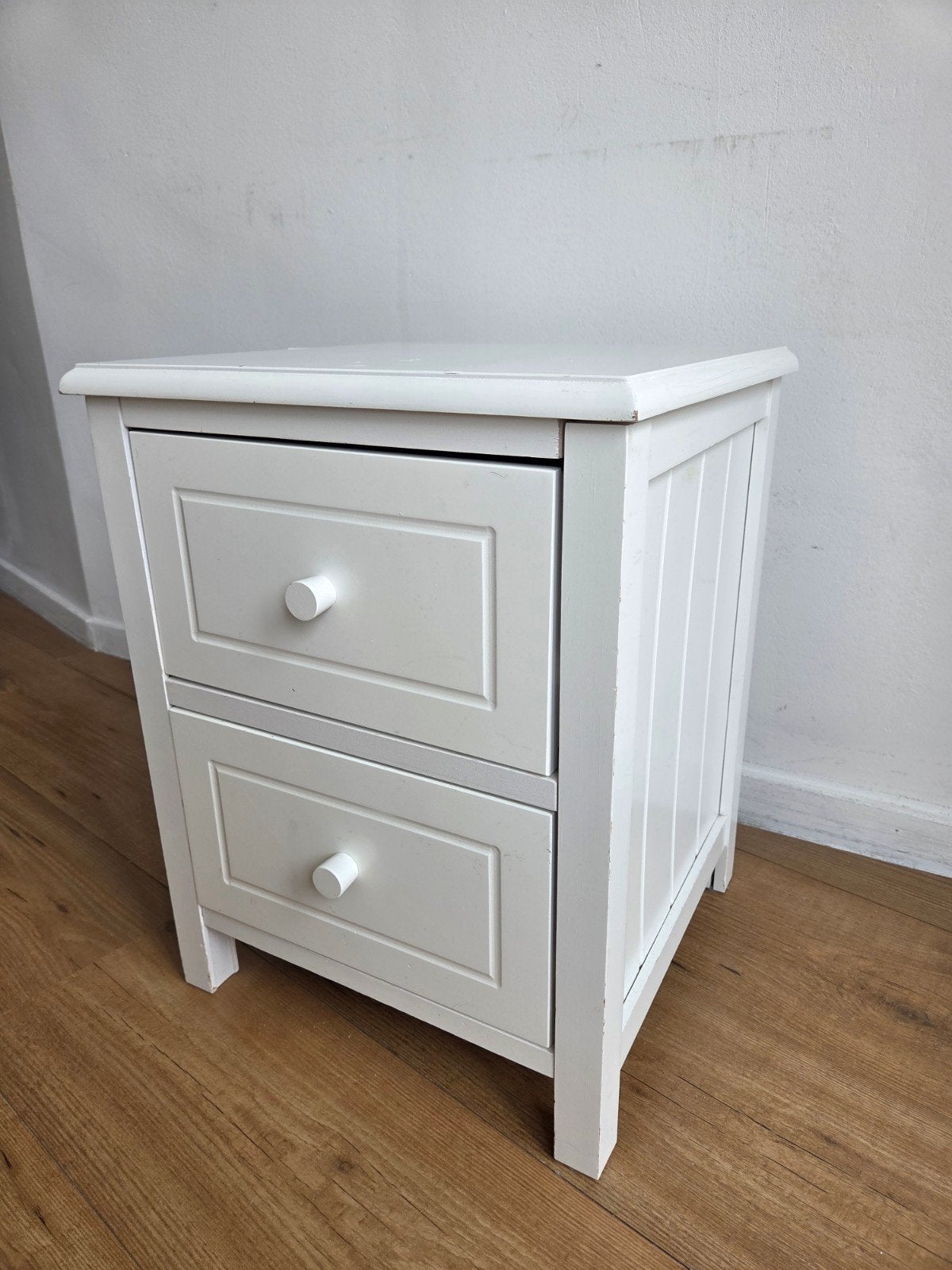 Wit nachtkastje met 2 lades, Ophalen, Gebruikt, Minder dan 45 cm, Minder dan 55 cm