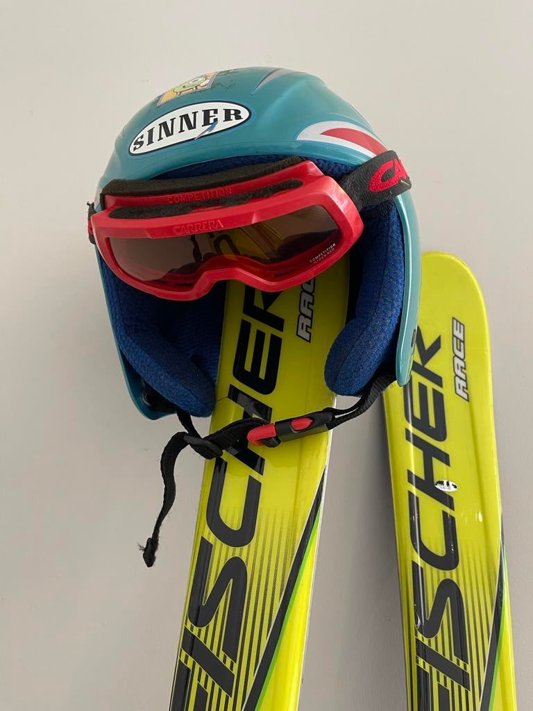 Fischer ski set voor kinderen (6-8 jaar) met helm en bril, Ophalen, 100 tot 140 cm, Skiën, Ski's