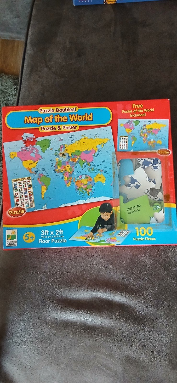 Wereldkaart Vloerpuzzel met Poster - 100 Stukjes, Ophalen
