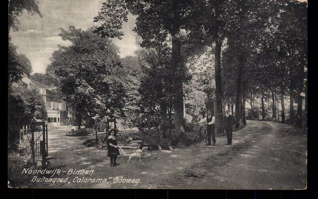 Noordwijk-Binnen (Z.H.), Gooweg, Buitenweg Calorama met volk, Verzenden, Voor 1920, Gelopen, Zuid-Holland
