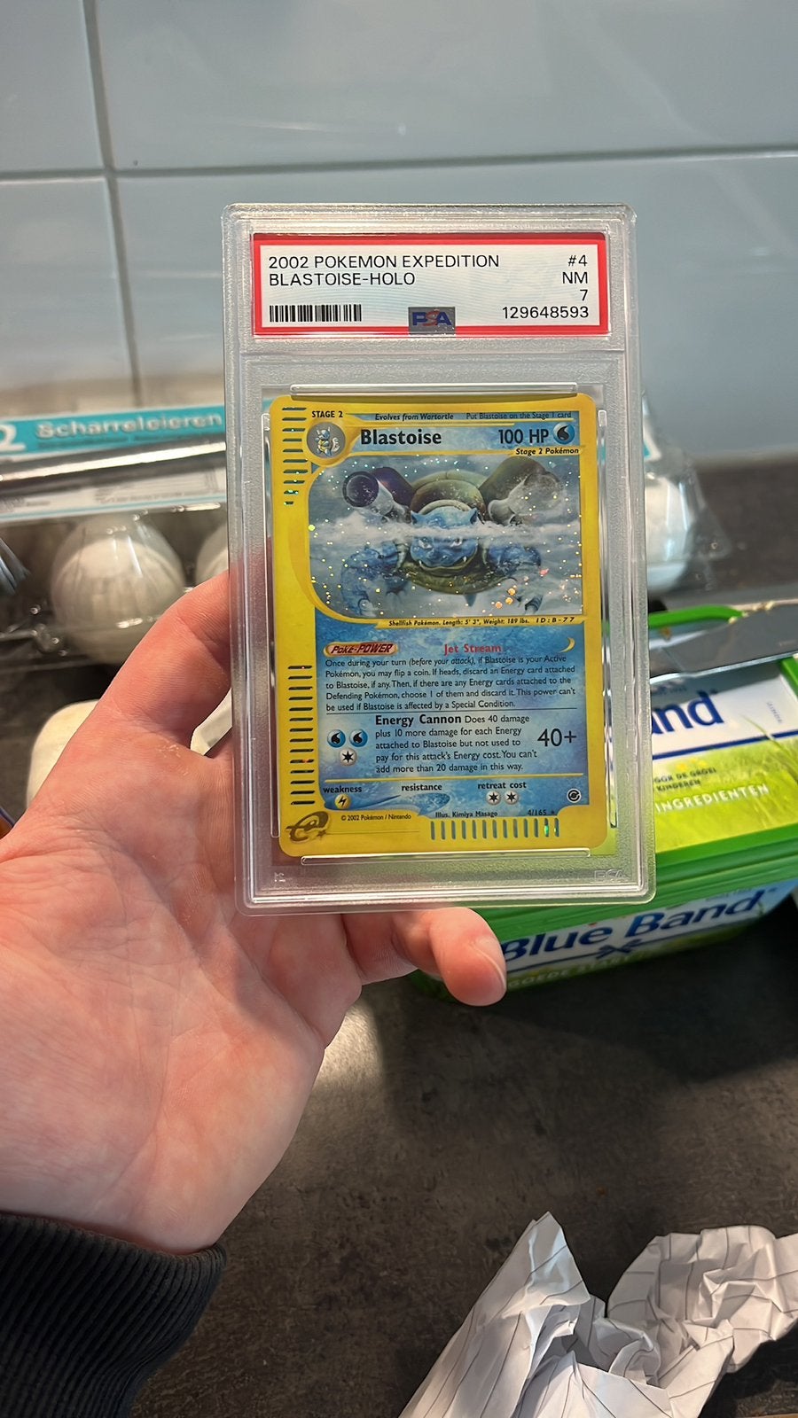 Blastoise holo Expedition #4 Psa 7, Hobby en Vrije tijd, Verzamelkaartspellen | Pokémon, Ophalen of Verzenden, Zo goed als nieuw