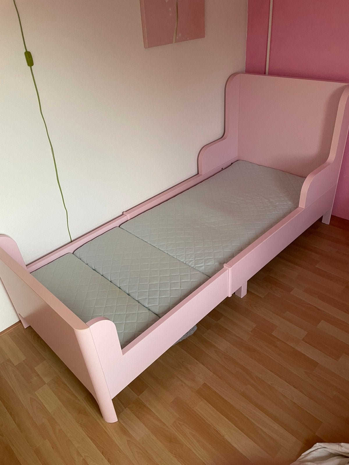 Ikea meegroeibed roze met matras. Kinderbed, Ophalen, Gebruikt, 70 tot 85 cm, Matras