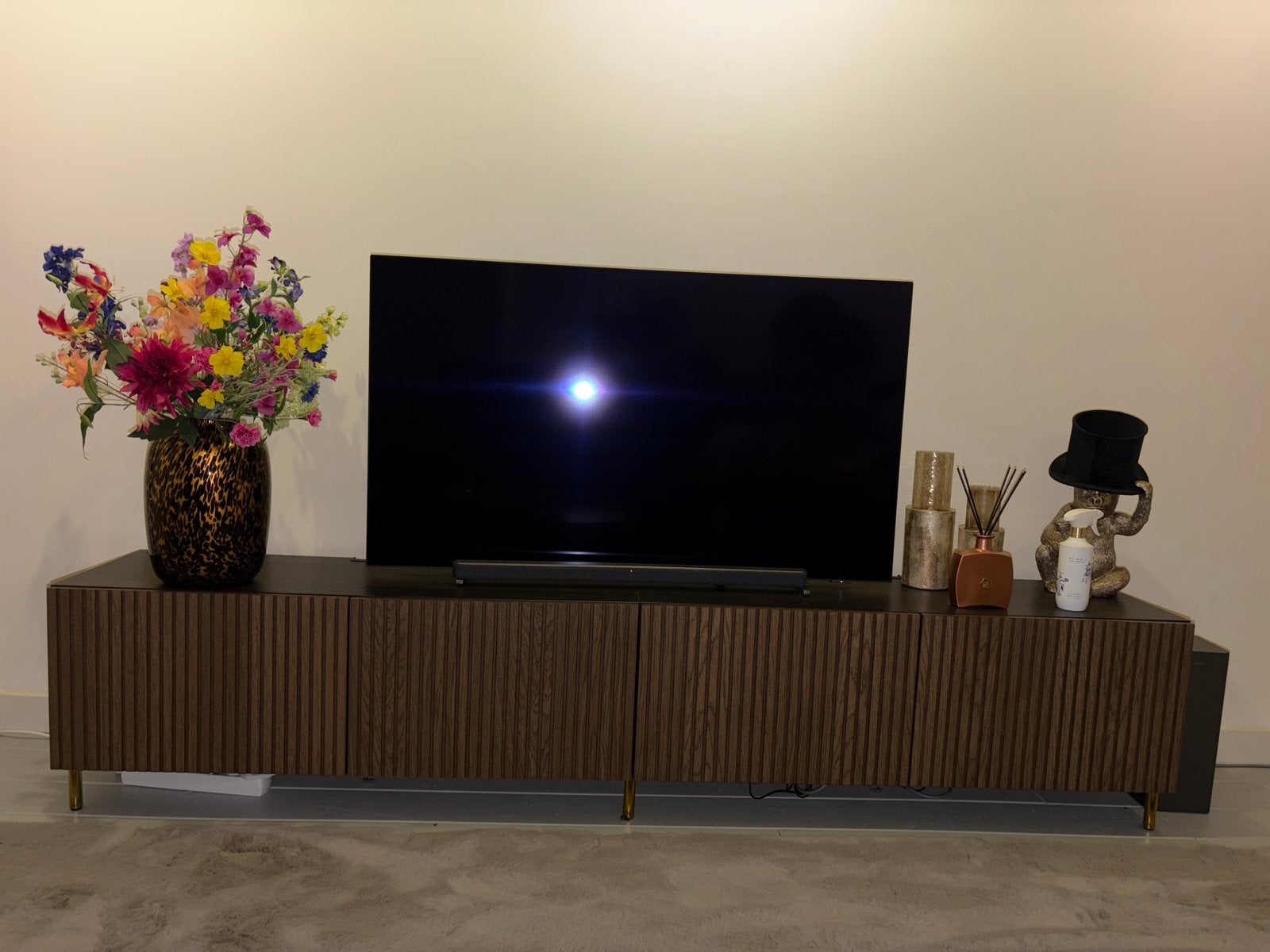 IKEA Bestå TV-meubel met geribbelde deuren, Ophalen, Zo goed als nieuw, 200 cm of meer, Minder dan 100 cm