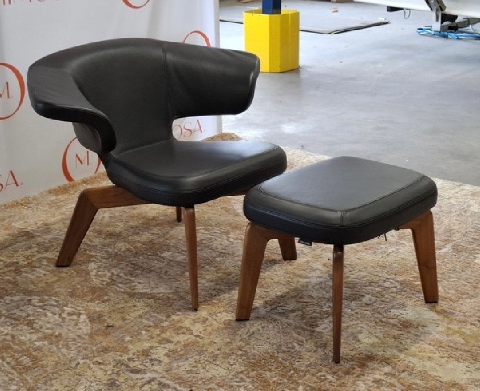ClassiCon Munich lounge stoel met voetenbank, Ophalen, Minder dan 75 cm, Leer, Zo goed als nieuw