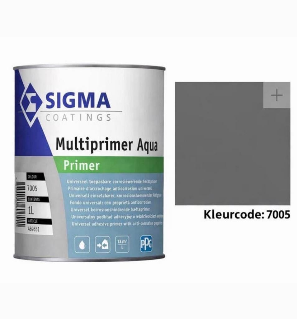Sigma Multiprimer Aqua 1L Ral 7005 Grijs A-Klasse Nieuw, Verzenden, Nieuw, Grijs