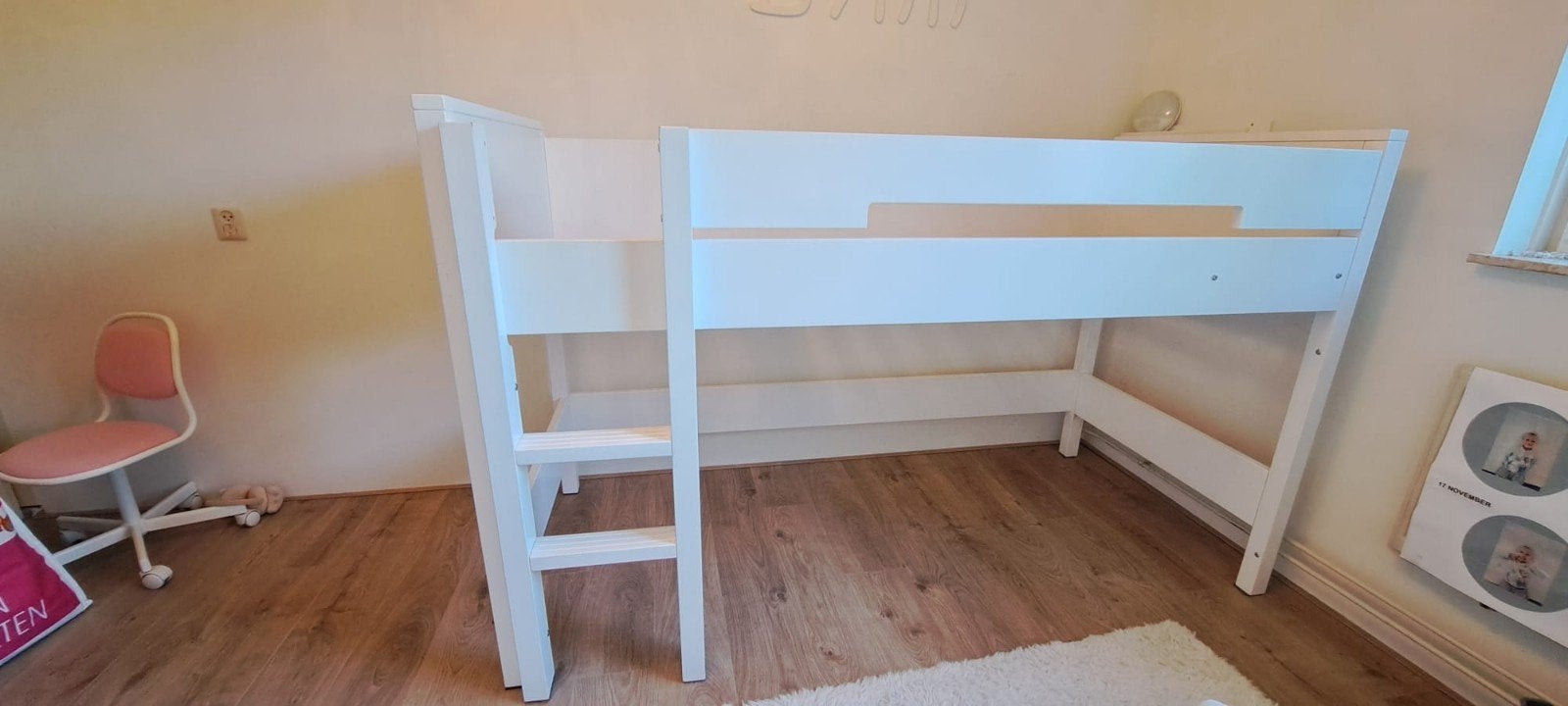 Bopita Hoogslaper Wit met Lattenbodem, Kinderen en Baby's, Kinderkamer | Bedden, 85 tot 100 cm, Gebruikt, 180 cm of meer, Ophalen