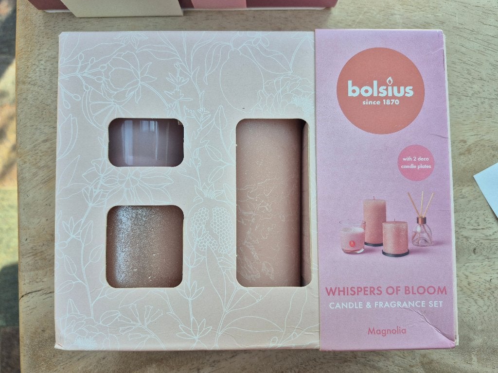 Bolsius Kaarsen Geur Giftset Whispers of Bloom Magnolia, Overige merken, Nieuw, Ophalen of Verzenden, Roze
