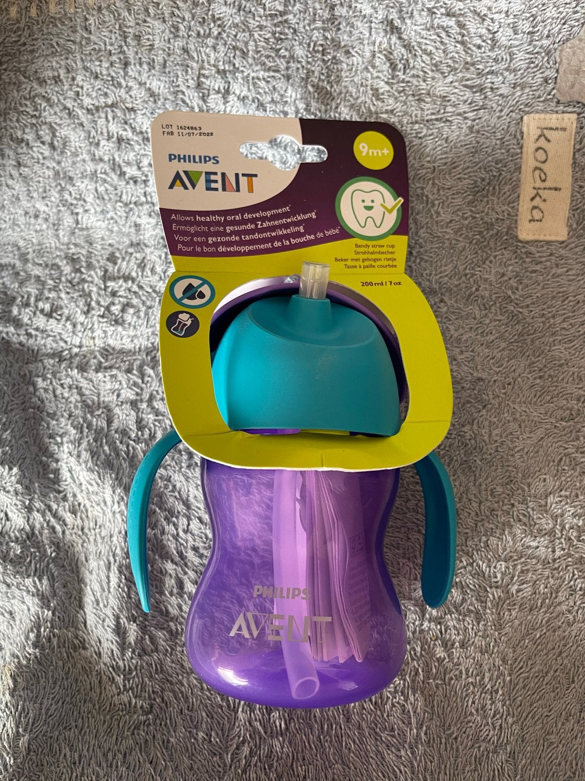 Philips Avent drinkbeker met rietje - 200ml, Kinderen en Baby's, Babyvoeding en Toebehoren, Ophalen of Verzenden, Nieuw, Drinkbeker