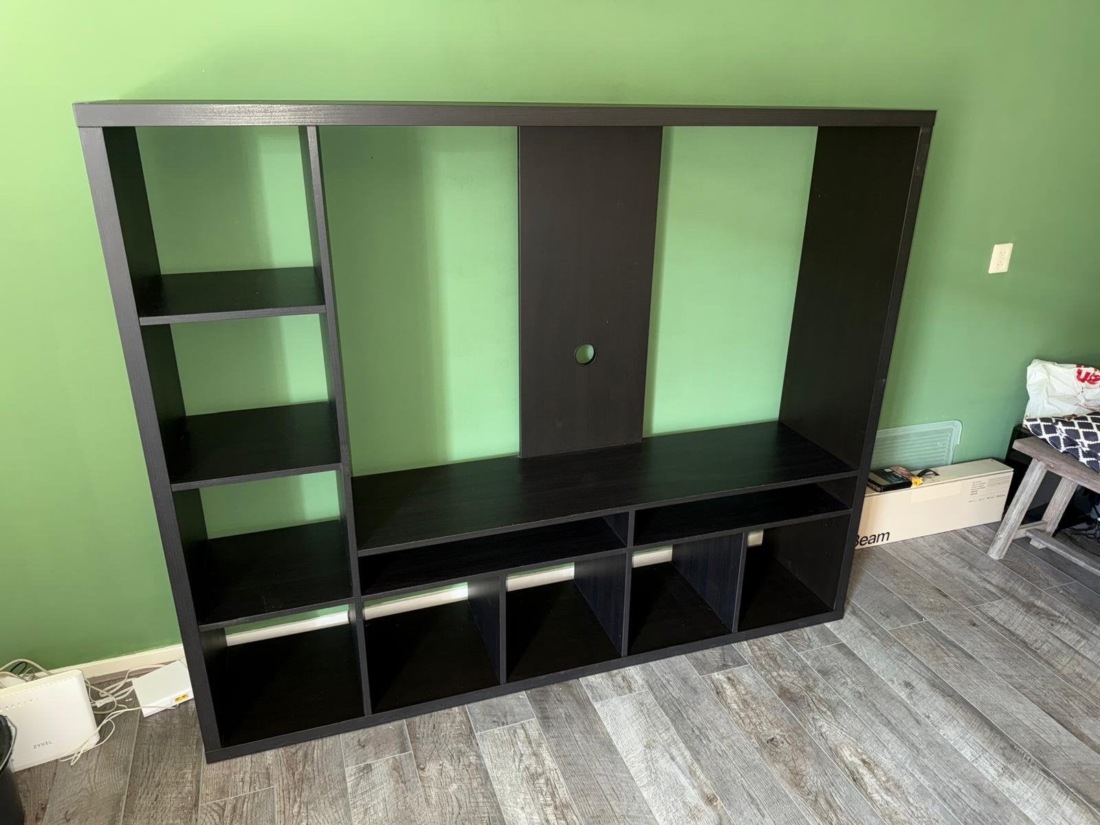Ikea TV-kast - Donkerbruin/Zwart - Ruim en Functioneel, Ophalen, Gebruikt, 150 discs of meer, Hout