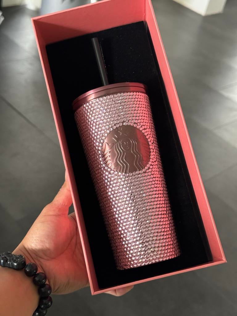 Starbucks x Blackpink Tumbler Roze Strass Limited Edition, Overige typen, Kunststof, Nieuw, Ophalen of Verzenden